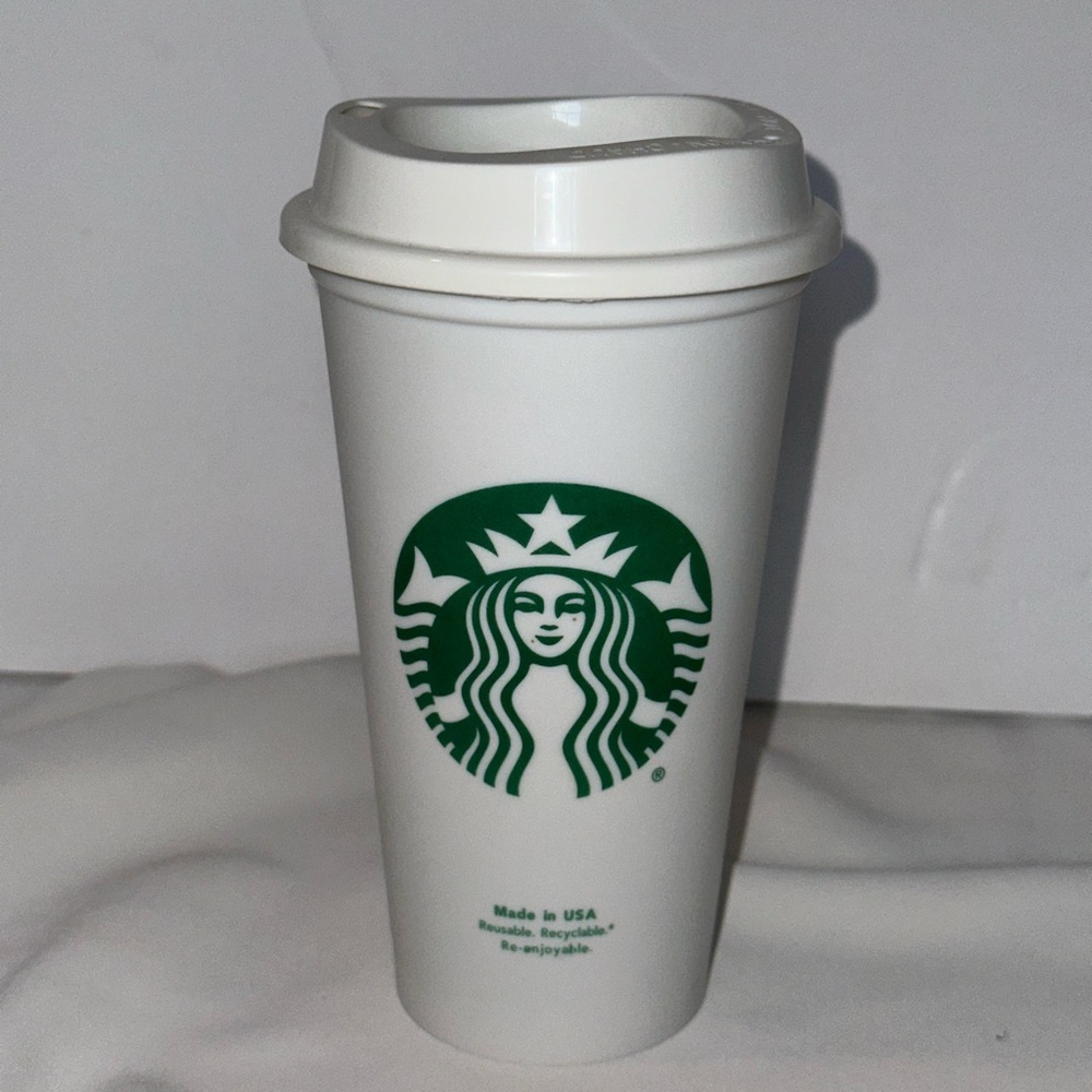 Starbucks Eco-Friendly White Cup with Green Logo